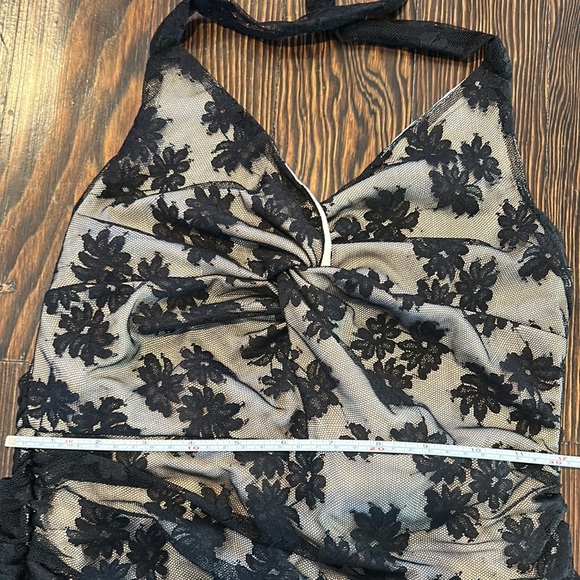 Lulus Made of Allure Black Floral Mesh Lace Ruched Bodycon Midi Dress Size Small - Picture 8 of 12